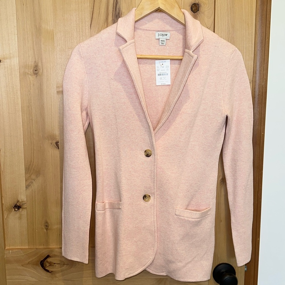 JCREW light pink sweater blazer NWT